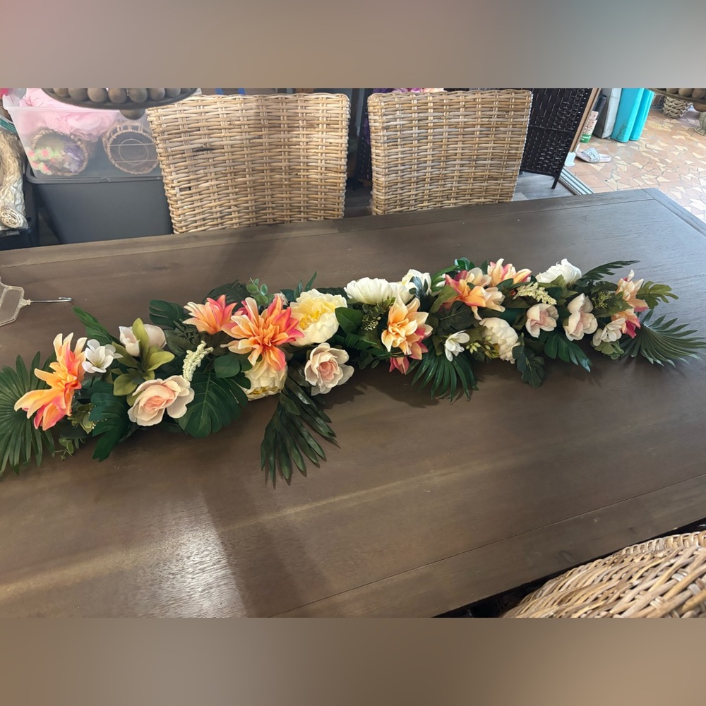 Tropical Floral Arrangement Table Runner Garland/Arch decor Wedding Bridal Party